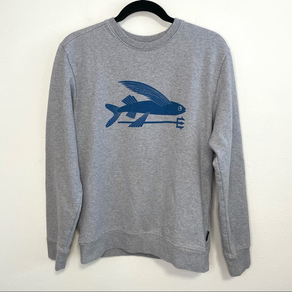 Patagonia Other - Patagonia Flying Fish Midweight Crew Sweatshirt Organic Cotton Grey Blue Size S